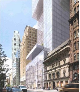The LPC concluded that the cantilever would detract from 215 West 57th Street.