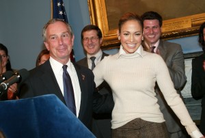 Mayor Michael Bloomberg and actress Jennifer Lopez. (Photo: Getty)