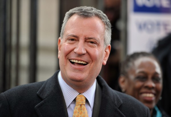 Mayor-elect Bill de Blasio. (Photo credit should read STAN HONDA/AFP/Getty Images)