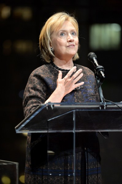 Hillary Clinton at Malaria No More's gala.