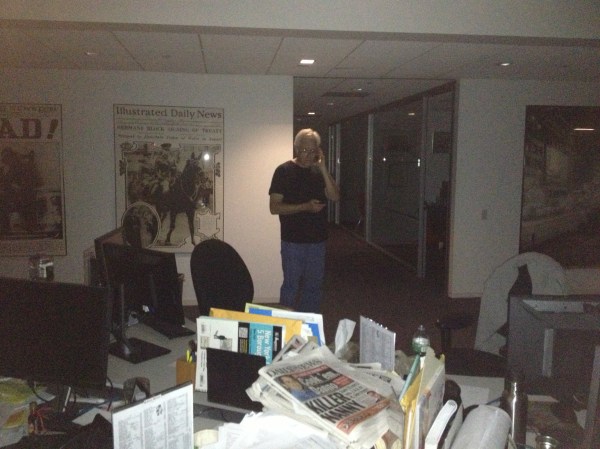 When the power went out and the computers shut down, Mr. Siemaszko had to dictate stores over the phone to web editor Lauren Johnston, who was putting the paper together from Pittsburgh, PA.