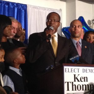 Ken Thompson addressing his supporters tonight.