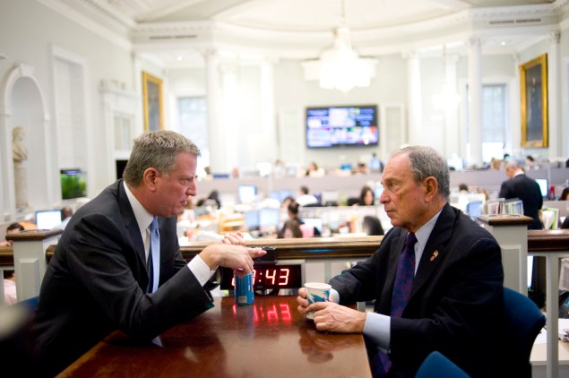 May-elect Bill de Blasio and Mayor Michael Bloomberg. (Photo: William Alatriste)