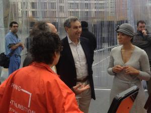 The co-chairs stopped by the Transition Tent today. (Photo: Twitter/@TalkNYC2013)