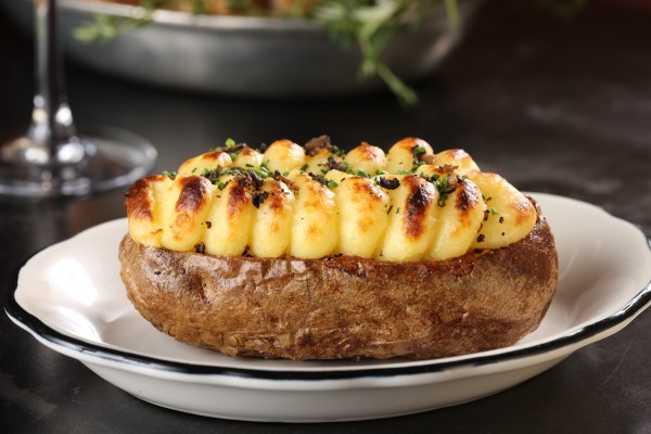 Baked stuffed crisped potato at Rotisserie Georgette (Photo by M. Hom)