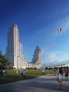 One hundred apartments in the new development will be set aside for senior citizens.