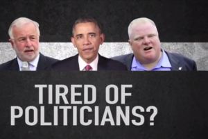 Tim Bishop, Barack Obama and Rob Ford in the ad. (Screengrab: YouTube)