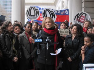 Gloria Steinem and other women's rights activists rallied today for Melissa Mark-Viverito. 