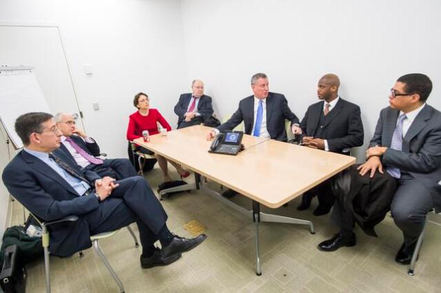 Bill de Blasio and his new appointees (Photo: Twitter/@NYCTransition)