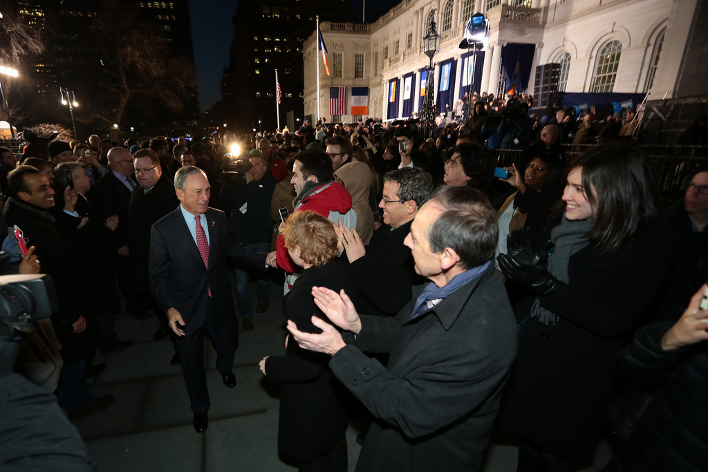 Michael Bloomberg walking out of City Hall for the very last time as mayor. (Photo: Edward Reed)
