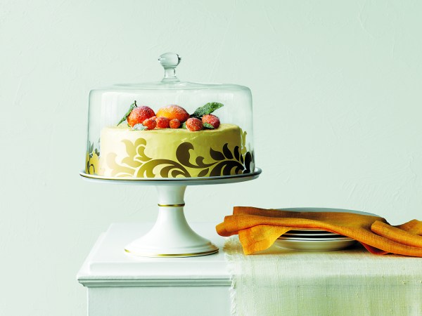 Martha Stewart Collection 12in Lisbon Gold Cake Stand and Dome, _129, available at select Macy's stores and macys.com