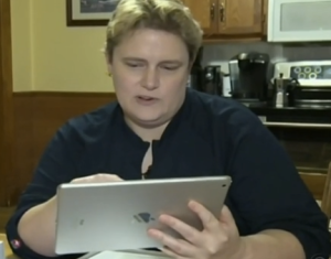 Robin and her crappy ass used iPad. (Screengrab: CTV)