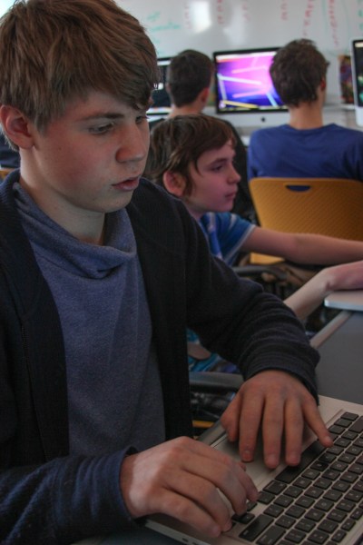 Students at Trevor Day School perfect their video game designs in elective courses. (Photo by Arman Dzidzovic/New York Observer)