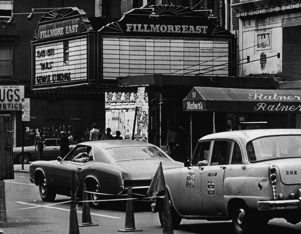 The Fillmore East, located at 2nd Avenue and East 5th Street, in the 1970s. (Photo via Getty Images)