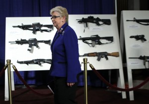 Carolyn McCarthy at a press conference advocating for assault weapons restrictions. (Photo: Alex Wong/Getty)