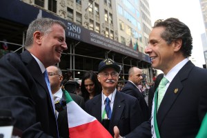 Bill de Blasio and Andrew Cuomo together at last year's Columbus Day Parade. (Photo: Spencer Platt/Getty Images) 
