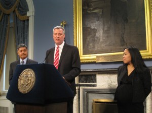 Bill de Blasio announcing two new appointments today.