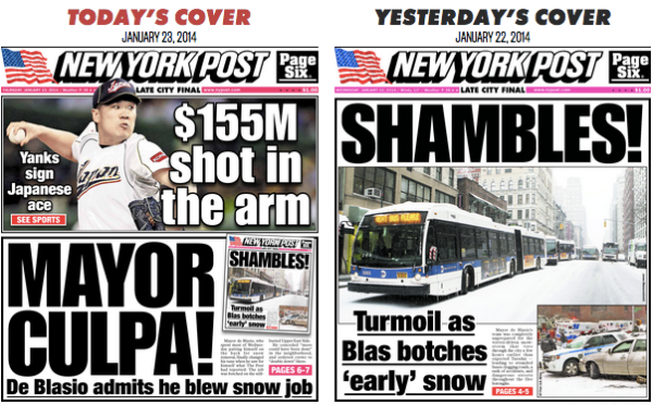 New York Post covers the snowstorm