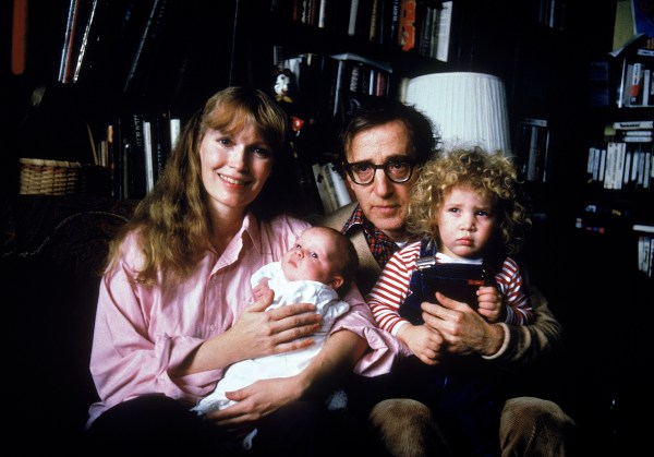 Actress Mia Farrow w. longtime boyfriend, director Woody Allen, their son Satchel and adopted daughter Dylan. (Photo by David Mcgough/DMI/Time Life Pictures/Getty Images)