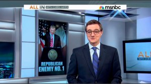 Chris Hayes next to "Republican Enemy No. 1." (screengrab: msnbc.com)