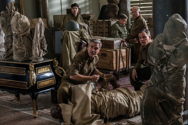 Dimitri Leonidas, George Clooney, John Goodman, Bob Balaban and Matt Damon, from left, star in The Monuments Men.