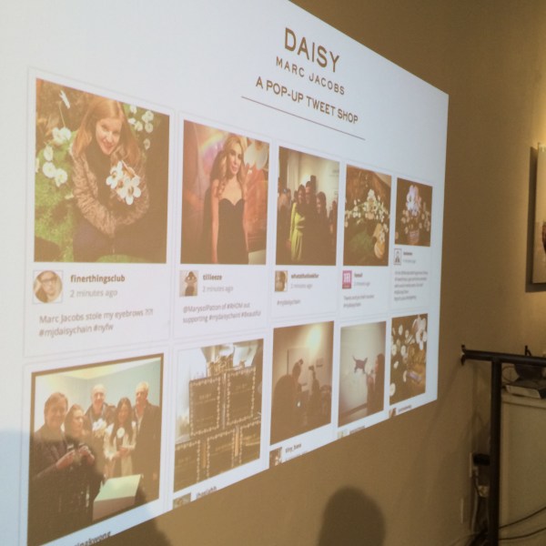Instagram pics were projected on the wall in real time. (Photo: New York Observer)