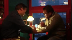 Richard Engel watches as his phone gets totally owned. (YouTube)