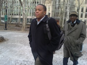 Assemblyman William Boyland Jr. leaving a Brooklyn federal court house today.