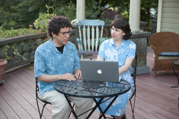 Peter (and his curly wig) and Nance (Photo courtesy of Portlandia/IFC).