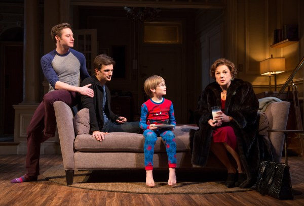 Bobby Steggert, Frederick Weller, Grayson Taylor and Tyne Daly, from left, in Mothers and Sons. (Photo by Joan Marcus)