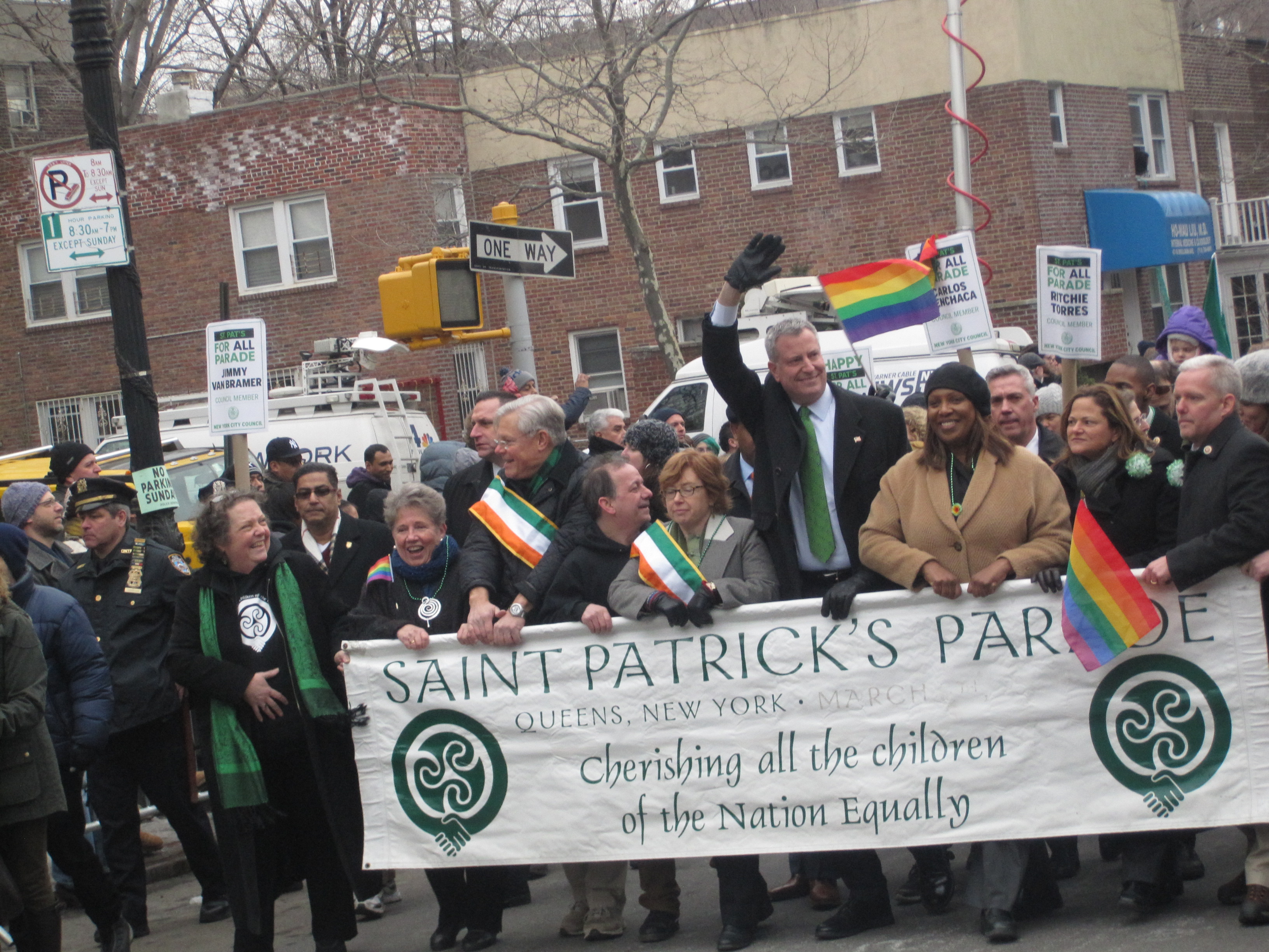 Bill de Blasio marching today in the St. Pat's for All Parade.