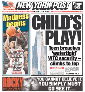 Today's New York Post cover with the story.