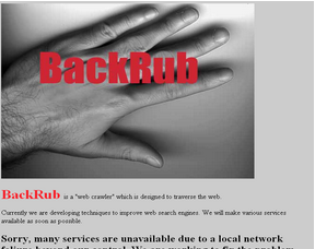Screenshot of the first version of Backrub