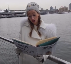 Ms. Bertliet reading trolls' mean comments in her "Shit Trolls Say" video (Screengrab: YouTube)