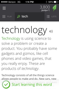 #tech (Screengrab: Vocabulary.com)