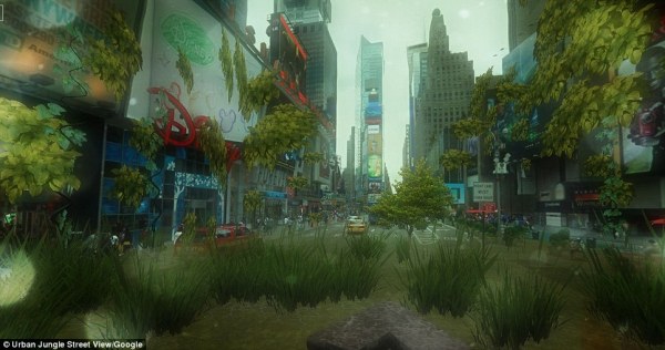 We never thought Times Square would look this...green. (Photo via Urban Jungle Street View/Google). 