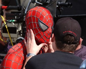 Tobey Maguire's stunt double preparing to film a scene on the set of 'The Amazing Spider-Man.' (Photo: Mark Mainz/Getty Images)