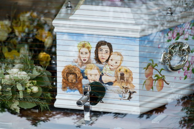 Peaches Geldof's Casket (Photo credit: LEON NEAL/AFP/Getty Images)
