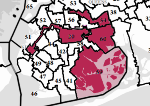 An overlay of vacant Assembly and Senate districts in Brooklyn.