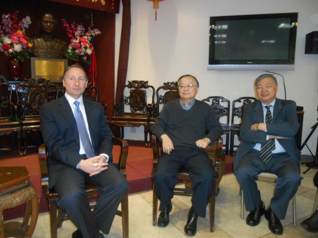 Rob Astorino (left) at the Ling Sing Association with Eddie Chiu (center).