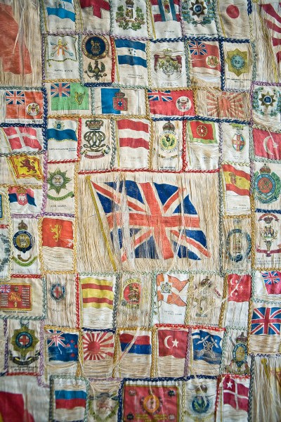 A collage of flags from old cigarette packets (Photo by Emily Anne Epstein)