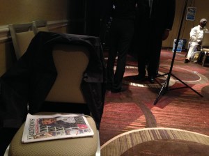 Today's Daily News, with Rev. Al Sharpton on the cover, sits on a chair at the NAN convention. (Photo: Darren Sands)