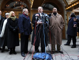 Assemblyman Rory Lancman at his "Spider-Man: Turn Off The Dark" press conference in 2010. (Photo: Jason Kempin/Getty)