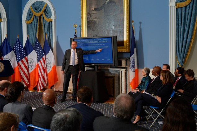 Mayor Bill de Blasio giving his Executive Budget address. (Photo: Rob Bennett/NYC Mayor's Office)