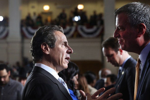 Gov. Andrew Cuomo with Mayor Bill de Blasio. (Photo: Spencer Platt/Getty Images)