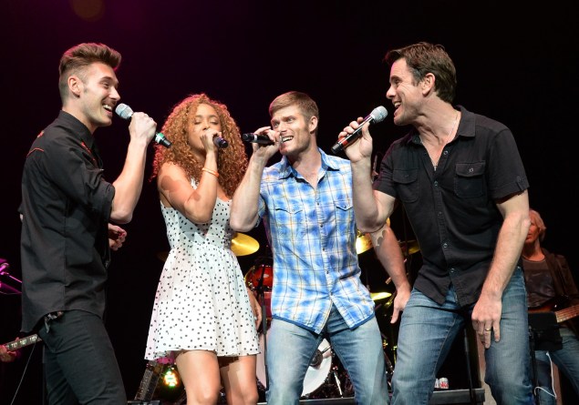 Sam Palladio, Chaley Rose, Chris Carmack and Charles Esten of Nashville in live performance. (Getty Images)