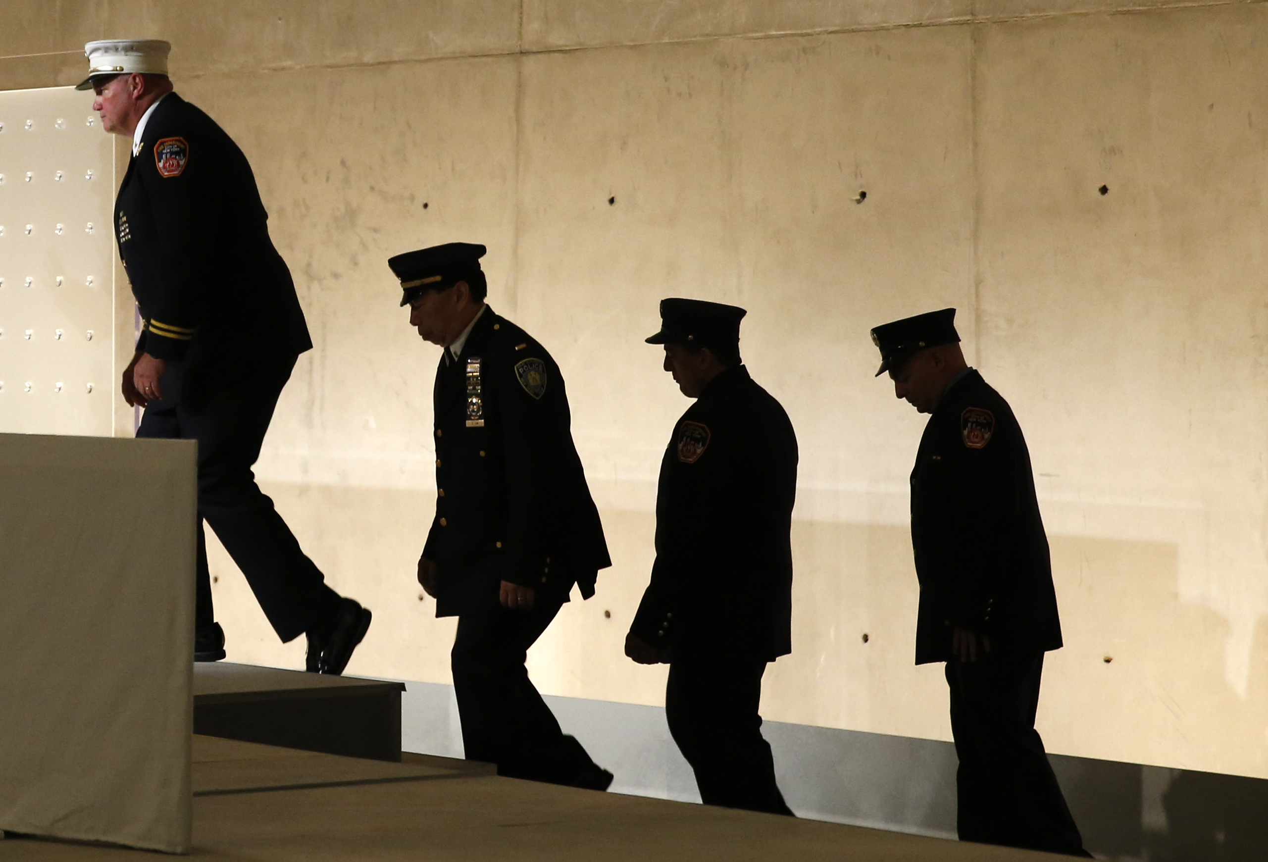First responders step onto the stage (Mike Segar/REUTERS)