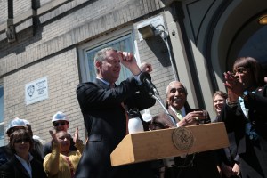 Mayor Bill de Blasio at his Bronx event yesterday. (Photo: Ed Reed/NYC Mayor's Office)
