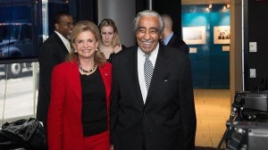 Congresswoman Carolyn Maloney and Congressman Charlie Rangel in a photo attached to the fund-raising invite.