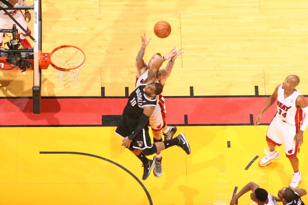 A Brooklyn Nets-Miami Heat game in early April. (Photo: Nathaniel Butler/Getty)